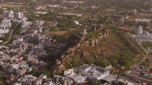 Moti Doongri fort and Birla mandir, Jaipur, 4k aerial  footage