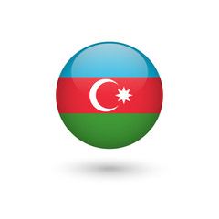 Azerbaijan flag round glossy