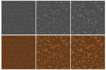 Fototapeta premium Cartoon seamless texture ground with small stones, 3 step drawing.. Cute seamless pattern stone. Seamless vector texture. Stones on separate layers.