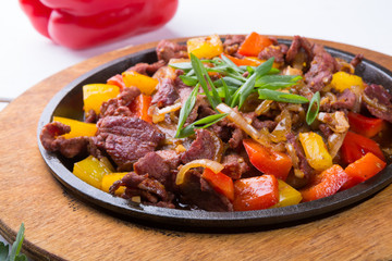 Meat mix sizzler prepared and served