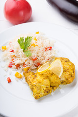 Cooked chicken with rice