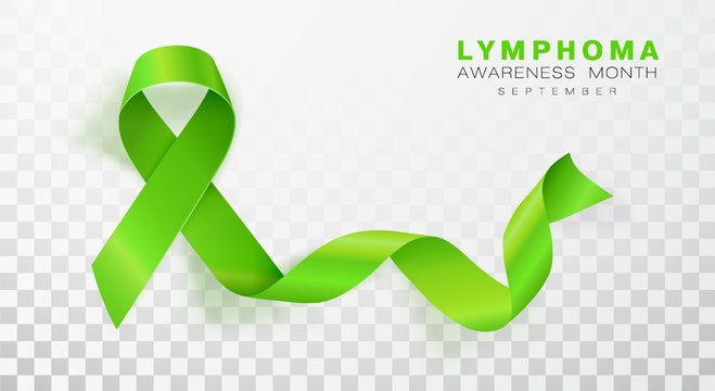 Lymphoma Awareness Month. Lime Green Color Ribbon Isolated On Transparent Background. Vector Design Template For Poster. Illustration.