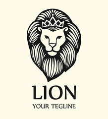 King Lion Head Logo Template, Brand Identity. Lion logo template. Vector illustration