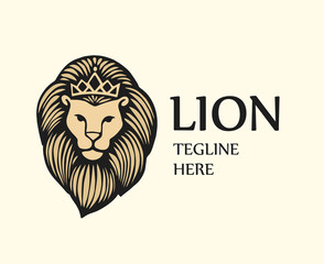 King Lion Head Logo Template, Brand Identity. Lion logo template. Vector illustration