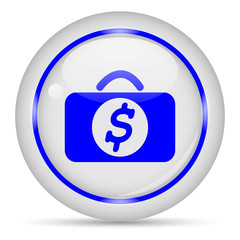 Dollar icon. White glossy round vector icon in eps 10. Editable modern design internet button on white background.