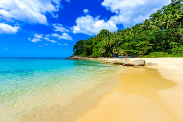 Surin beach, Paradise beach with golden sand, crystal water and palm trees, Patong area on Phuket...