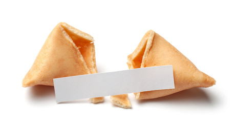 Chinese fortune cookies. Cookies with empty blank inside for prediction words. Isolated on white...