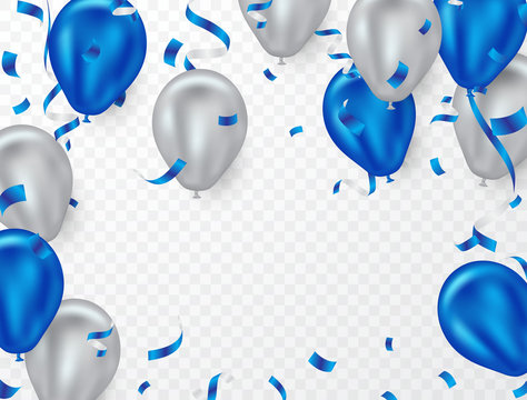 Beautiful blue and silver balloon background for parties - festivals and celebrations
