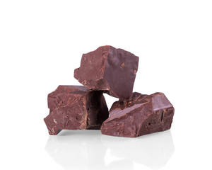Three piece black natural chocolate isolated on white