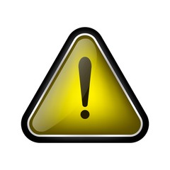 Glass triangle 3D attention sign isolated on white background. Sign of attention, danger, caution, warning, warning, error. Ready design element for web and typography.