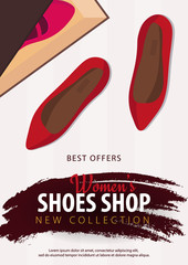 Womens Shoes Shop. New collection. Vector illustration.
