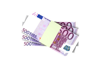 Stack of Five Hundred Euro Banknotes Render