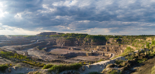 Fototapeta na wymiar Quarry in Klesov Pano Airview
