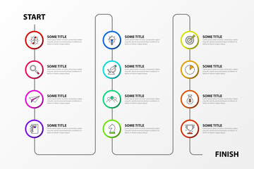 Infographic design template. Timeline concept with 12 steps