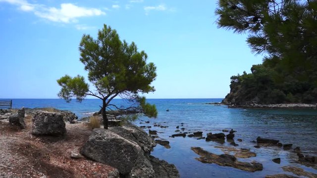 Mediterranean Sea in Phaselis. Сity of ancient Lycia. Turkey.