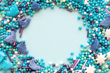 Colorful celebration background with candy.