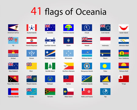 Set of Australian, Oceania Round Flag Icons