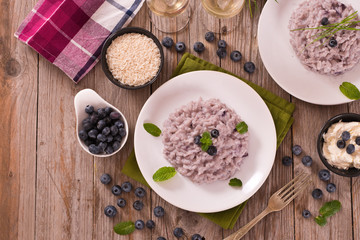 Blueberry risotto with mascarpone. 