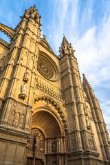 Fototapeta na wymiar La Seu Cathedral under Blue Sky