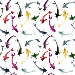 japanese carps watercolor