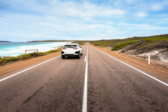 Car driving in Great Ocean Road in Victoria, Australia
