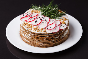 liver cake on a dark stone background