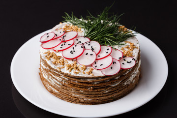 liver cake on a dark stone background