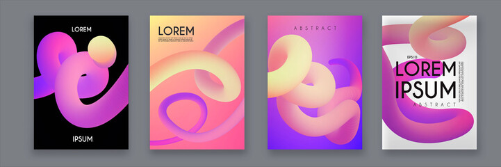 Liquid Color Collection. Fluid Gradient Design Template Set. Motion Space.