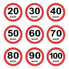 Fototapeta Set speed limit signs obraz