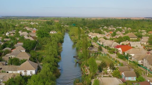 Aerial view of Vilkove, Ukraine