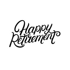 Happy Retirement hand written lettering.