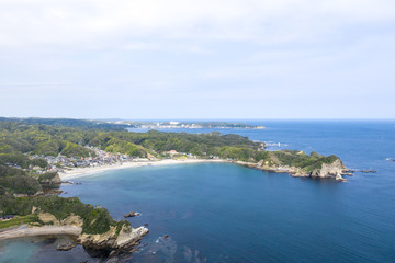 Fototapeta na wymiar 千葉県勝浦市の海岸線を俯瞰撮影