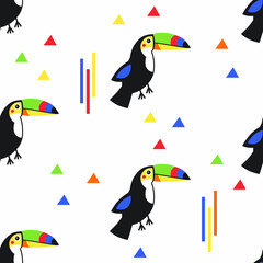 Toucan seamless pattern. Vector illustration. Kid design.