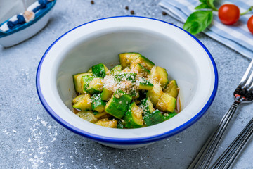 salad with broken cucumbers and peanuts
