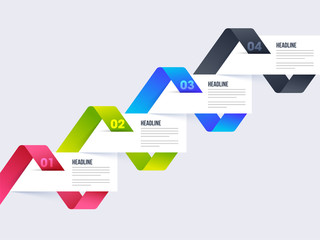 Colorful Timeline Infographics layout with four steps or headlines.