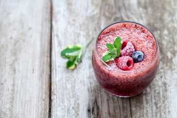Raspberry and blueberry smoothie