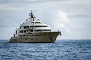 Fototapeta na wymiar Luxury yacht sailing in the Atlantic Ocean on the islands.