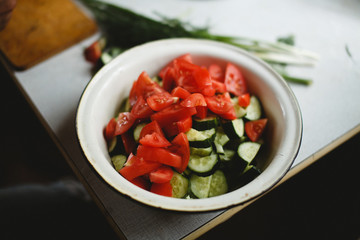 salad with tomatoes and cucumbers