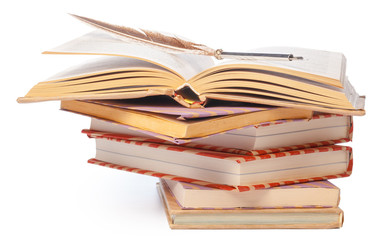 pile of books isolated on white background