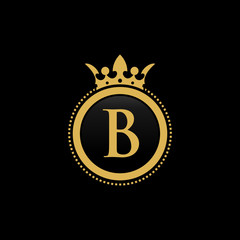 B initial royal crown luxury logo design