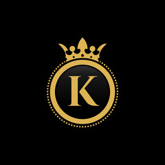 K initial royal crown luxury logo design