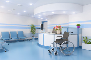3d Illustration - Warteraum, Wartezimmer in einer Arztpraxis