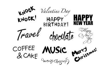 Handwritten word about greeting . illustration on white background. Design style