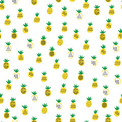 Pineapple tropical seamless pattern. Kid design. Vector illustration.