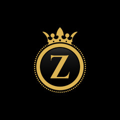 Z initial royal crown luxury logo design