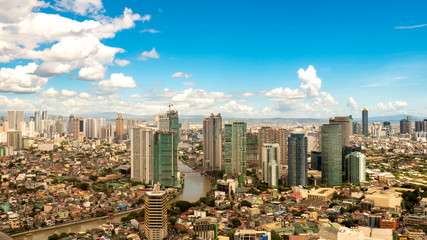 Skyline of Manila by the River Pasig