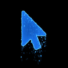Obraz premium Wet symbol mouse pointer is blue. Water dripping