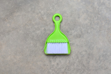 Small Green Plastic Broom and Shovel
