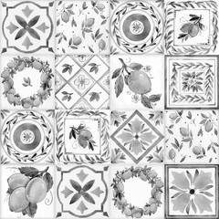 Watercolor ornament square vector pattern - obrazy, fototapety, plakaty