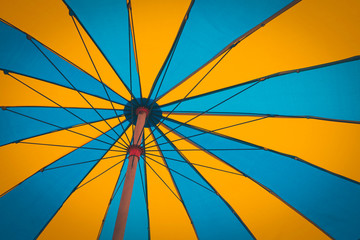 Multicolored vintage beach umbrellas